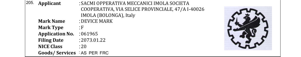 Original bulletin entry for DEVICE MARK