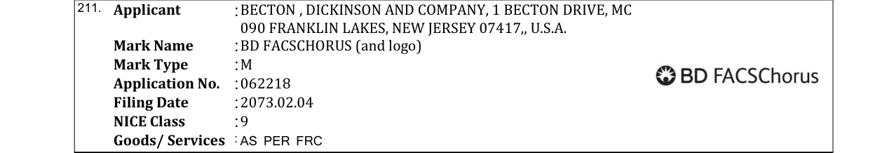 Original bulletin entry for BD FACSCHORUS (and logo)