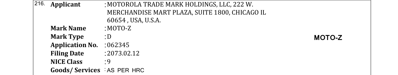 Original bulletin entry for MOTO-Z