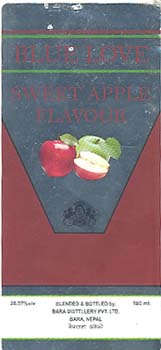 BLUE LOVE SWEET APPLE FLAVOUR (and logo) trademark logo
