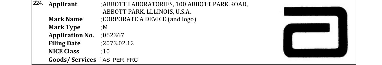 Original bulletin entry for CORPORATE A DEVICE (and logo)