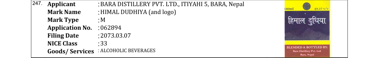 Original bulletin entry for HIMAL DUDHIYA (and logo)