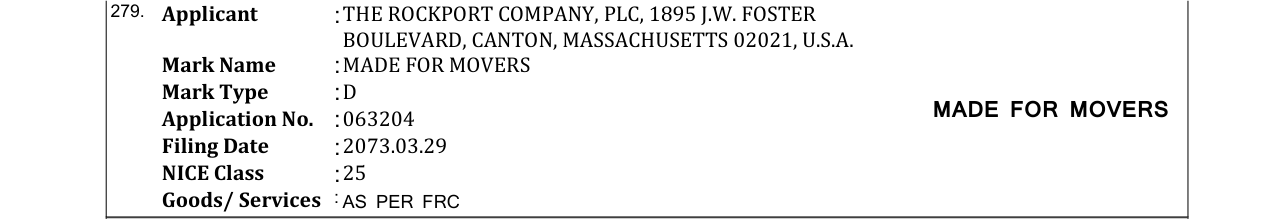 Original bulletin entry for MADE FOR MOVERS