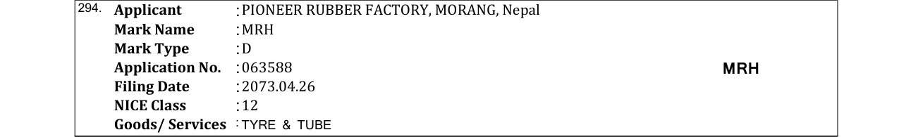 Original bulletin entry for MRH