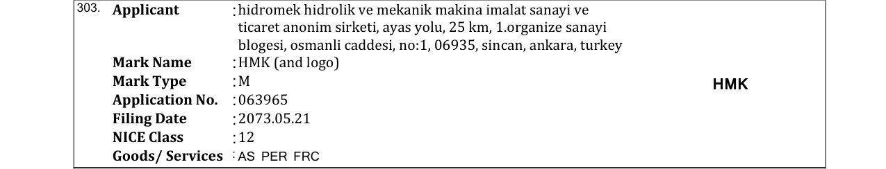 Original bulletin entry for HMK (and logo)