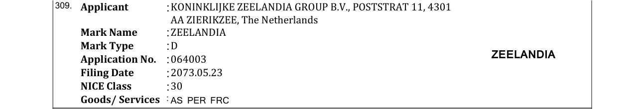 Original bulletin entry for ZEELANDIA
