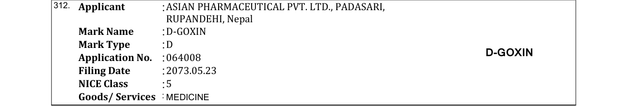 Original bulletin entry for D-GOXIN