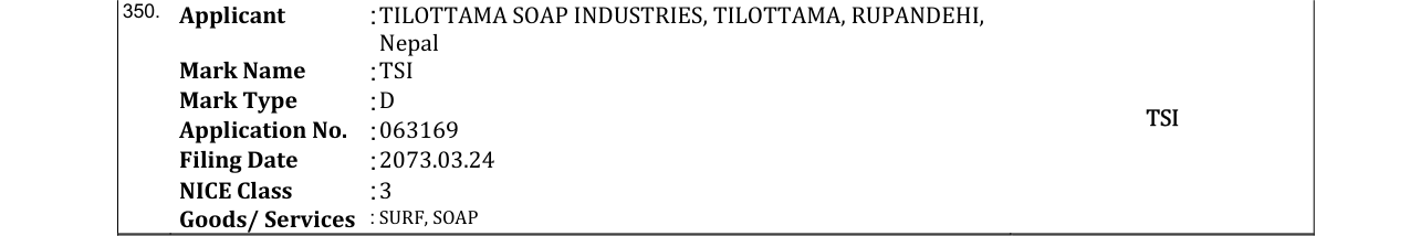 Original bulletin entry for TSI