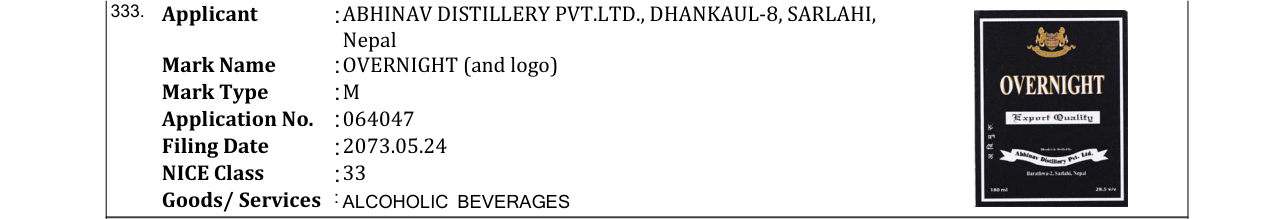 Original bulletin entry for OVERNIGHT (and logo)