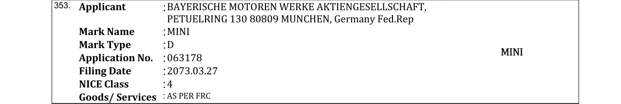 Original bulletin entry for MINI