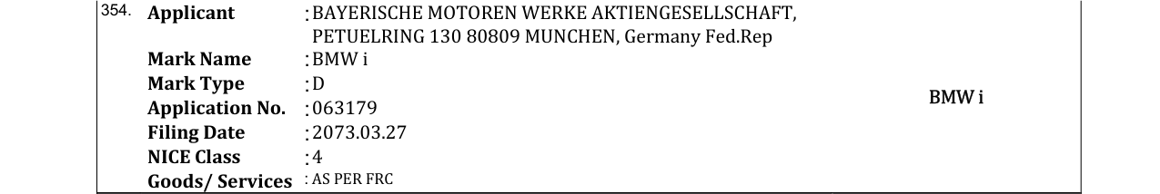Original bulletin entry for BMW i