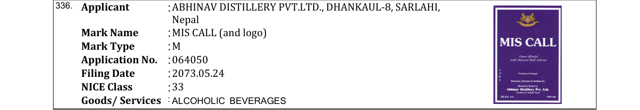 Original bulletin entry for MIS CALL (and logo)