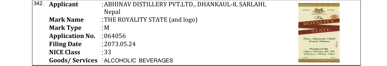 Original bulletin entry for THE ROYALITY STATE (and logo)