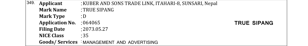 Original bulletin entry for TRUE SIPANG