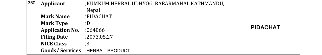 Original bulletin entry for PIDACHAT