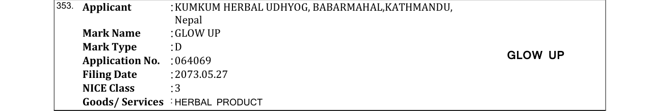 Original bulletin entry for GLOW UP