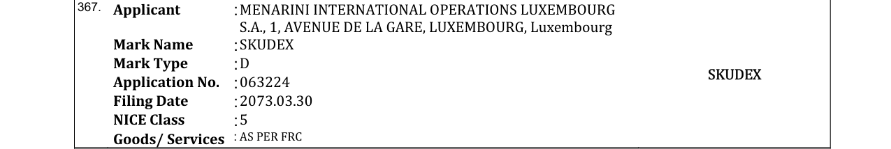 Original bulletin entry for SKUDEX