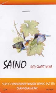 SAINO RED SWEET WINE (and logo) trademark logo