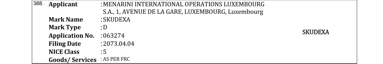 Original bulletin entry for SKUDEXA