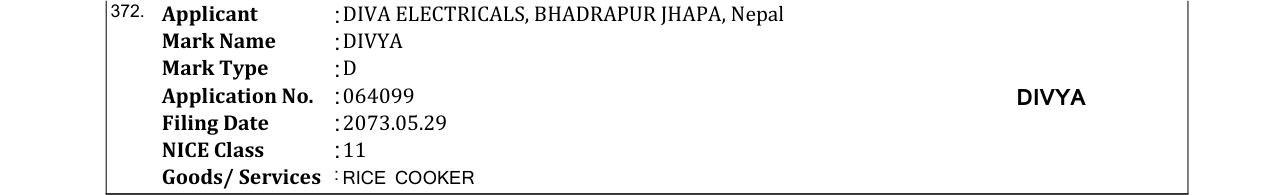 Original bulletin entry for DIVYA