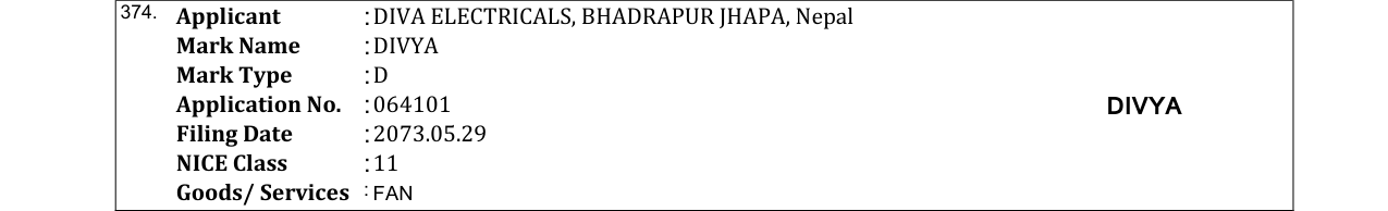 Original bulletin entry for DIVYA