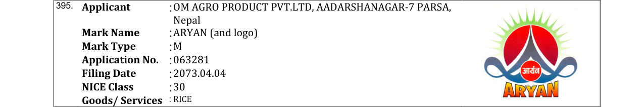 Original bulletin entry for ARYAN (and logo)