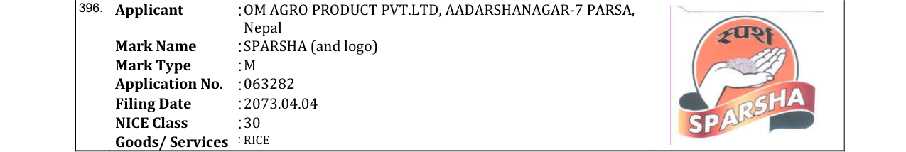 Original bulletin entry for SPARSHA (and logo)