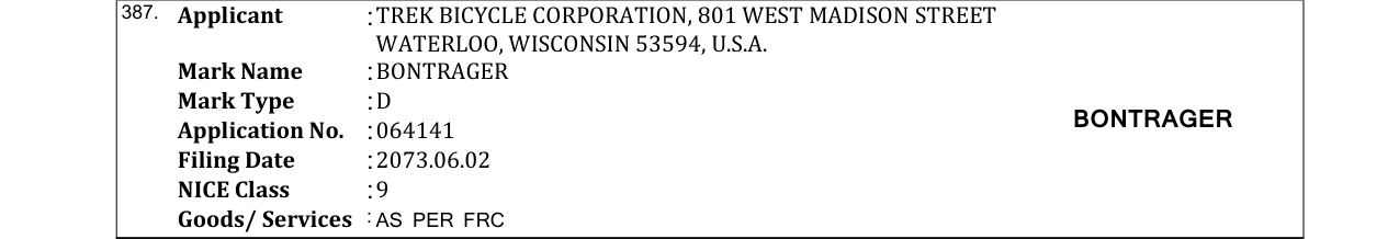Original bulletin entry for BONTRAGER