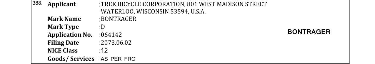 Original bulletin entry for BONTRAGER