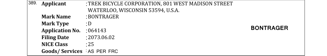 Original bulletin entry for BONTRAGER
