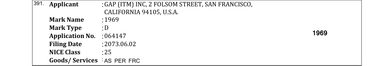 Original bulletin entry for 1969