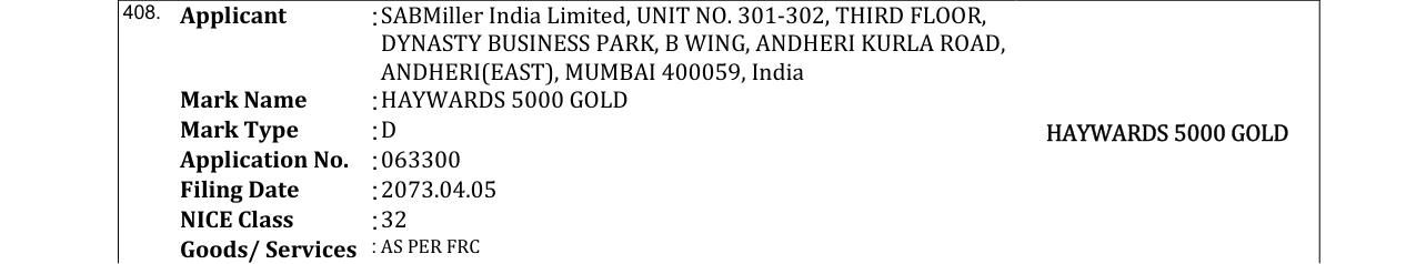 Original bulletin entry for HAYWARDS 5000 GOLD