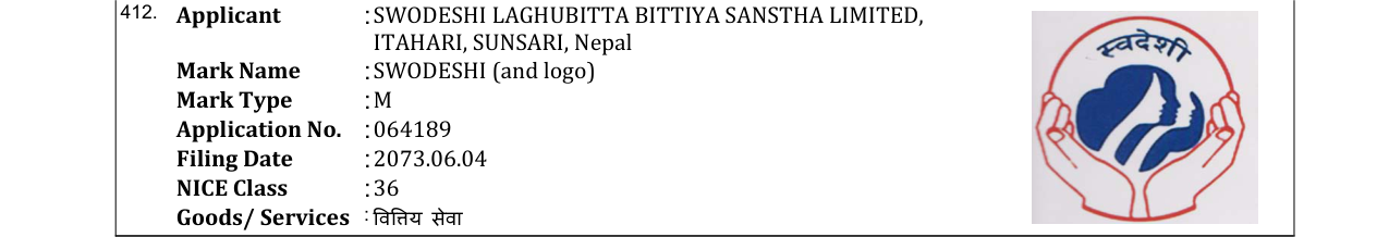 Original bulletin entry for SWODESHI (and logo)