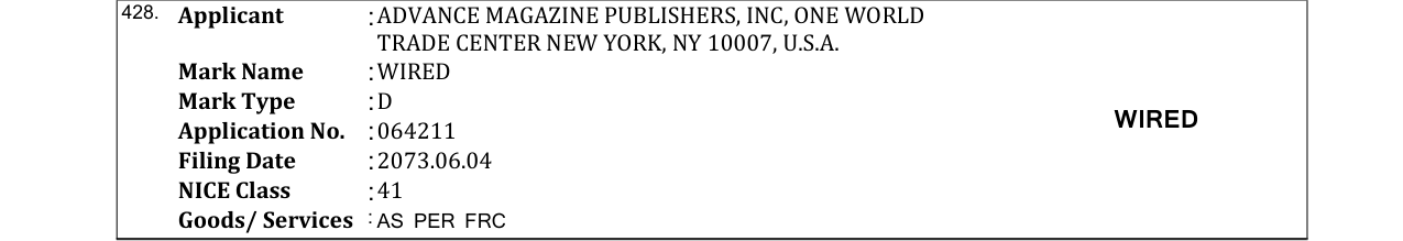 Original bulletin entry for WIRED