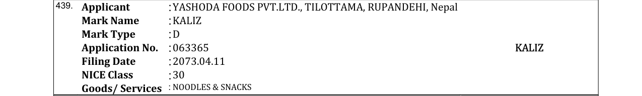 Original bulletin entry for KALIZ