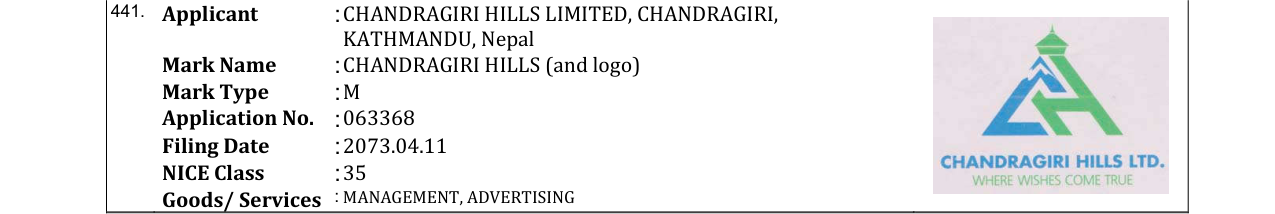 Original bulletin entry for CHANDRAGIRI HILLS (and logo)
