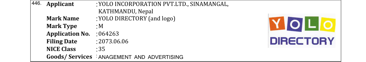 Original bulletin entry for YOLO DIRECTORY (and logo)