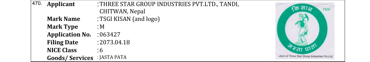Original bulletin entry for TSGI KISAN (and logo)