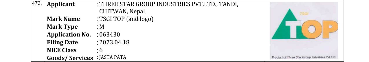 Original bulletin entry for TSGI TOP (and logo)