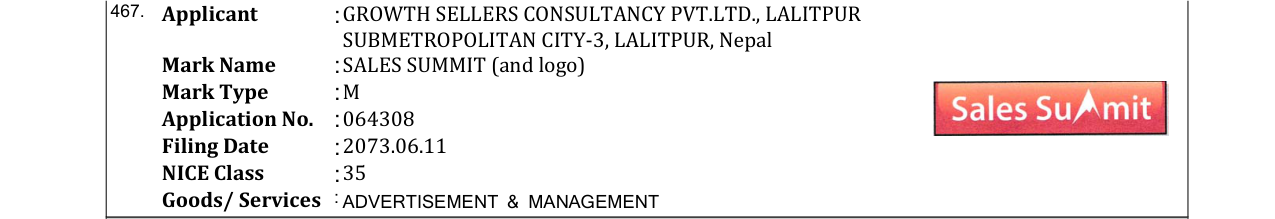Original bulletin entry for SALES SUMMIT (and logo)