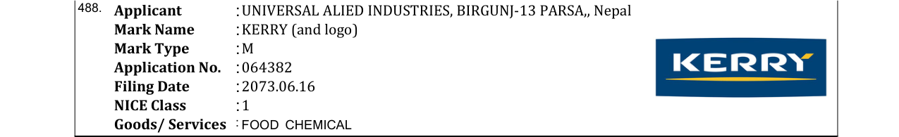 Original bulletin entry for KERRY (and logo)