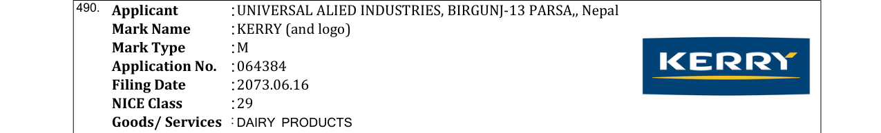 Original bulletin entry for KERRY (and logo)