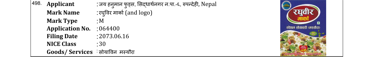 Original bulletin entry for रघु वर माका (and logo)