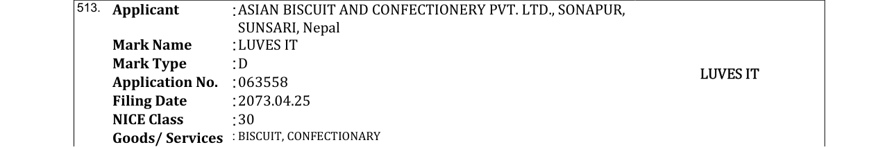 Original bulletin entry for LUVES IT