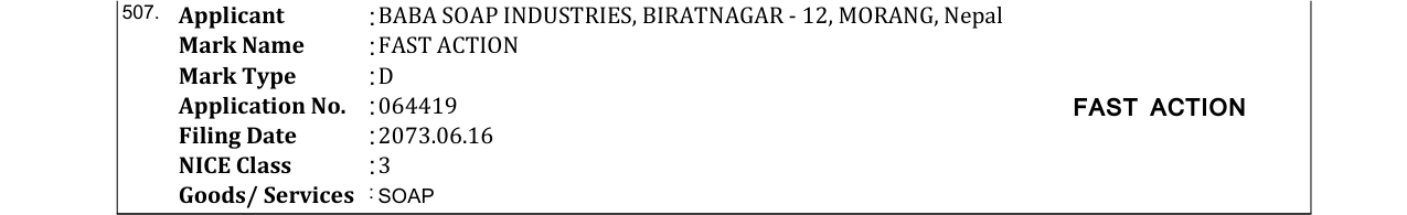 Original bulletin entry for FAST ACTION