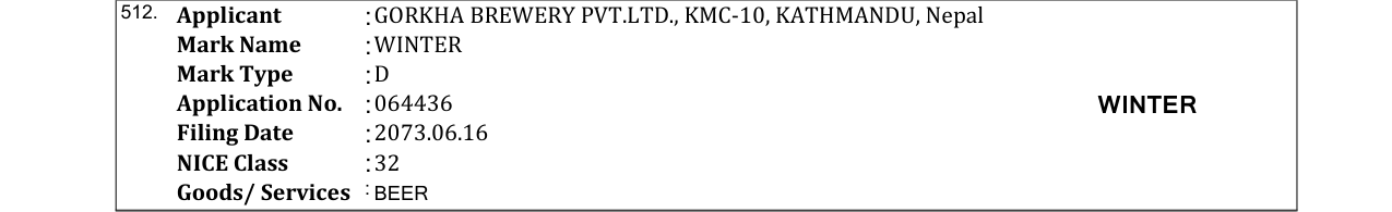 Original bulletin entry for WINTER
