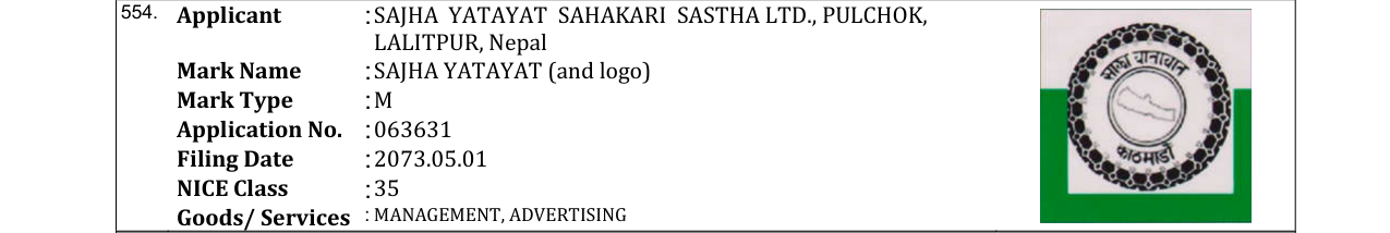 Original bulletin entry for SAJHA YATAYAT (and logo)