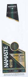 NAMASTE CLASSIC BEER (and logo) trademark logo