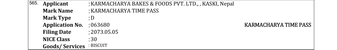 Original bulletin entry for KARMACHARYA TIME PASS