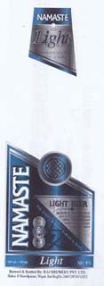NAMASTE LIGHT BEER (and logo) trademark logo